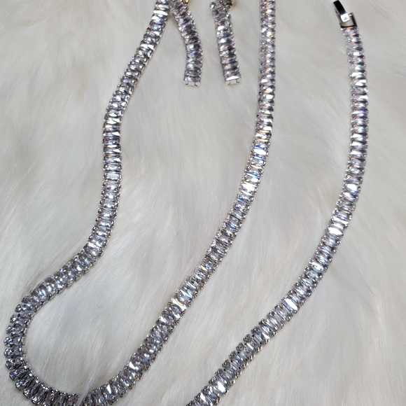 Cz baguette necklace set ✨️ sterling - Picture 5 of 8